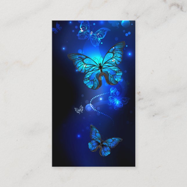 Morpho Butterfly in the Dark Background Place Card (Front)
