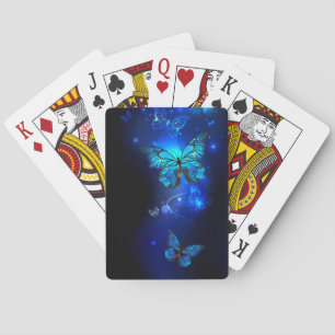 Morpho Butterfly in the Dark Background Playing Cards