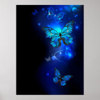 Morpho Butterfly in the Dark Background
