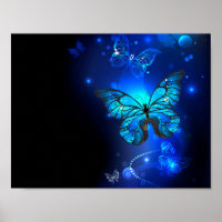 Morpho Butterfly in the Dark Background