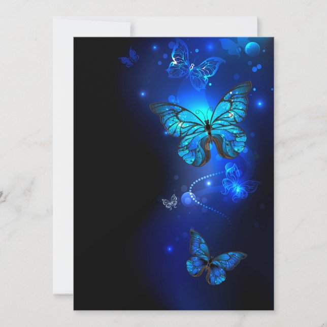 Morpho Butterfly in the Dark Background Save The Date (Front)