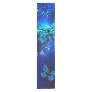 Morpho Butterfly in the Dark Background Short Table Runner
