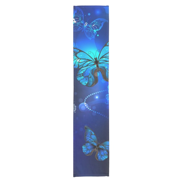 Morpho Butterfly in the Dark Background Short Table Runner (Front)