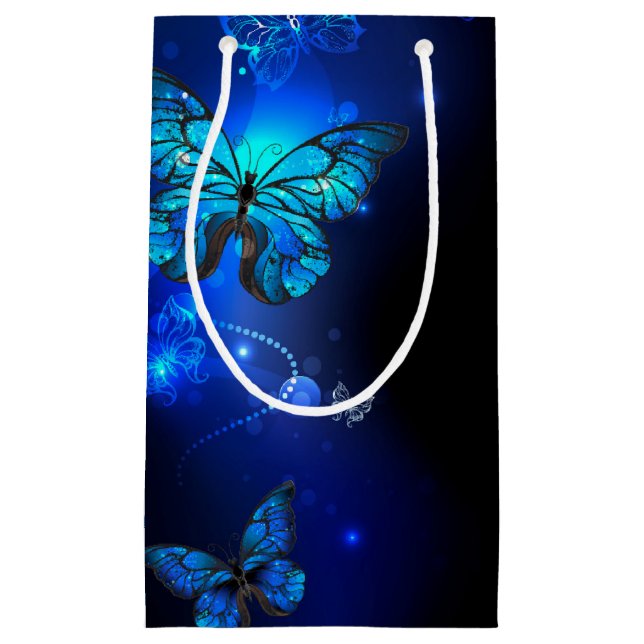 Morpho Butterfly in the Dark Background Small Gift Bag (Front)