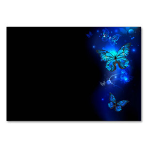 Morpho Butterfly in the Dark Background Table Number