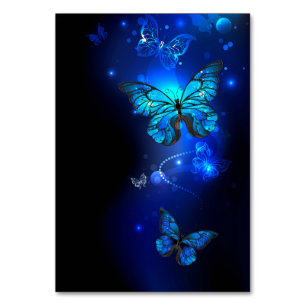 Morpho Butterfly in the Dark Background Table Number