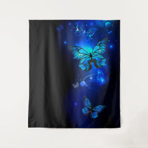 Morpho Butterfly in the Dark Background Tapestry