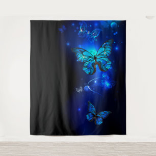 Morpho Butterfly in the Dark Background Tapestry
