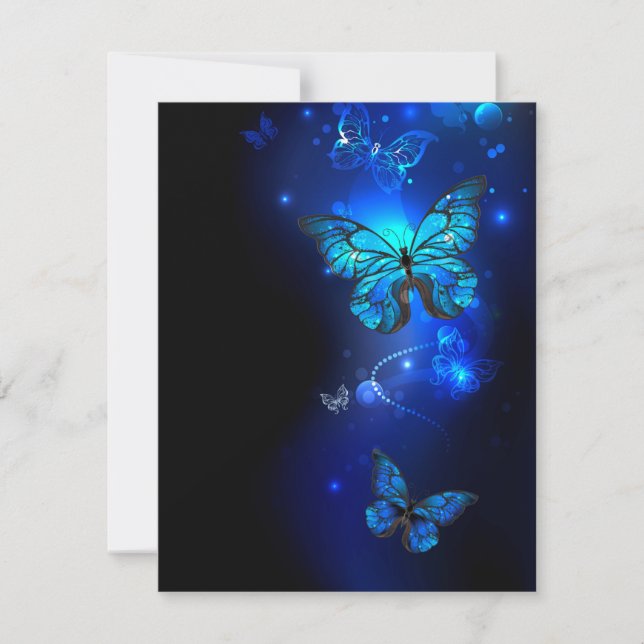 Morpho Butterfly in the Dark Background Thank You Card (Front)