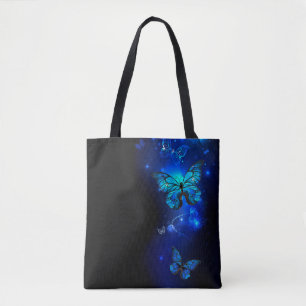 Morpho Butterfly in the Dark Background Tote Bag