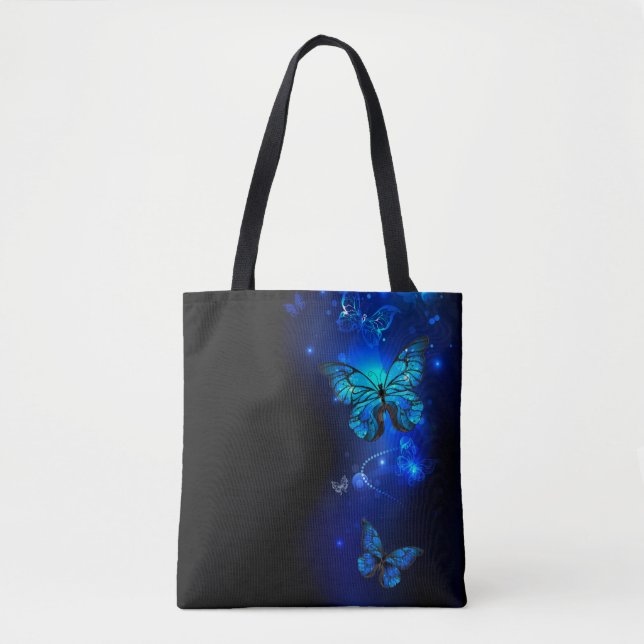 Morpho Butterfly in the Dark Background Tote Bag (Front)
