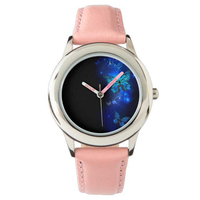 Morpho Butterfly in the Dark Background Watch (Front)