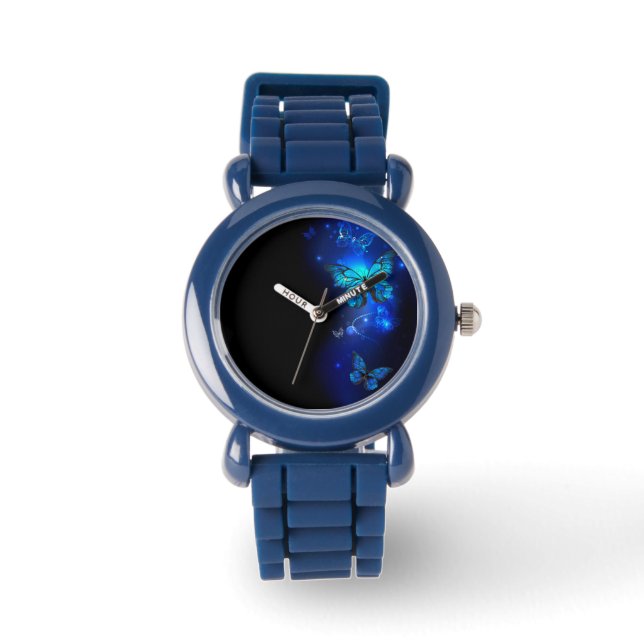 Morpho Butterfly in the Dark Background Watch (Front)