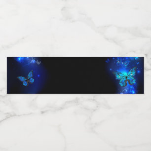 Morpho Butterfly in the Dark Background Water Bottle Label