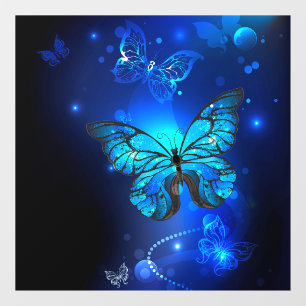 Morpho Butterfly in the Dark Background Window Cling