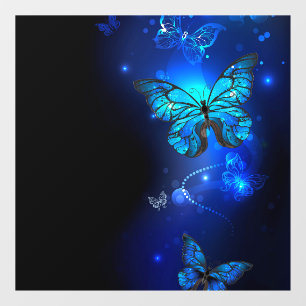 Morpho Butterfly in the Dark Background Window Cling