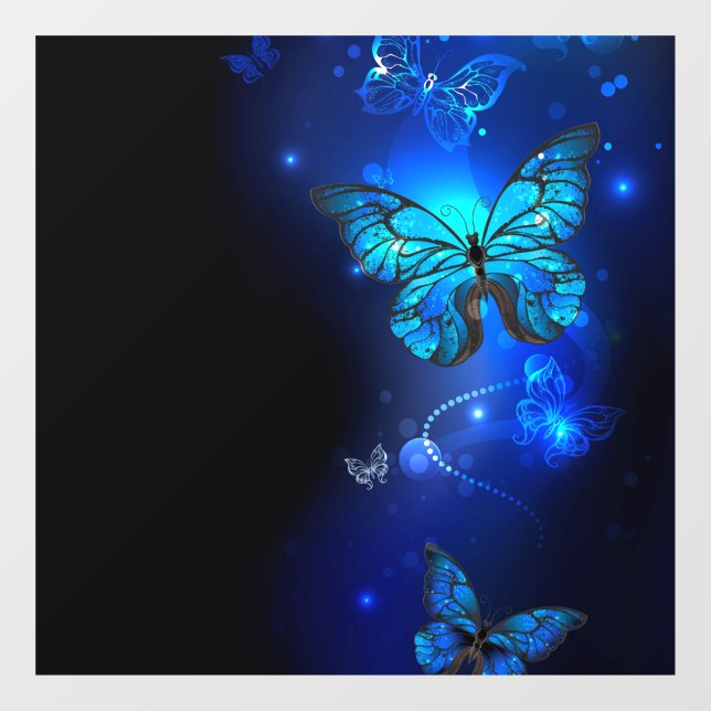 Morpho Butterfly in the Dark Background Window Cling (Sheet)