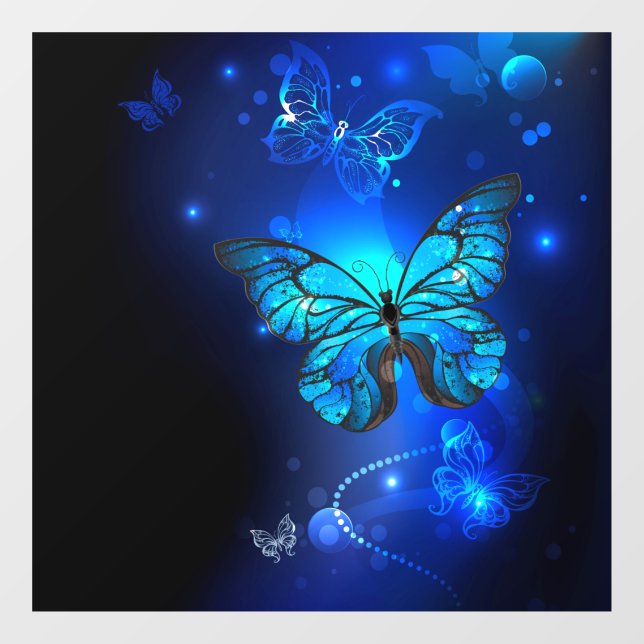Morpho Butterfly in the Dark Background Window Cling (Sheet)