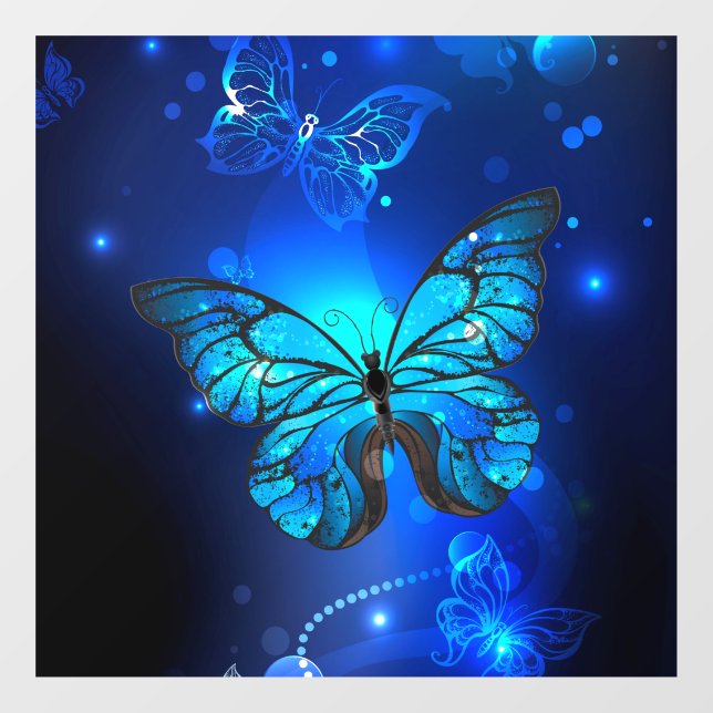 Morpho Butterfly in the Dark Background Window Cling (Sheet)