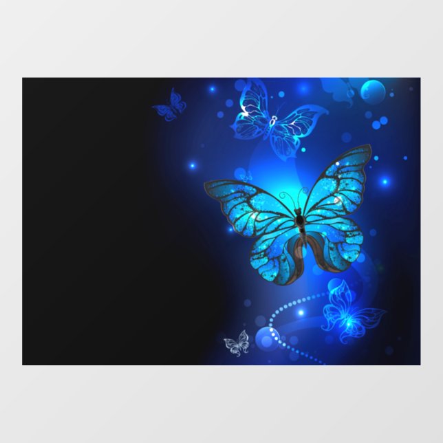 Morpho Butterfly in the Dark Background Window Cling (Sheet)