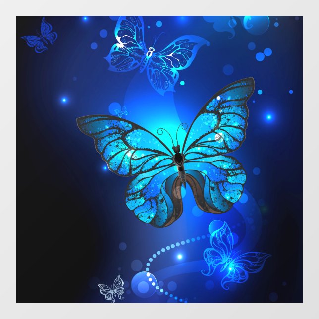 Morpho Butterfly in the Dark Background Window Cling (Sheet)