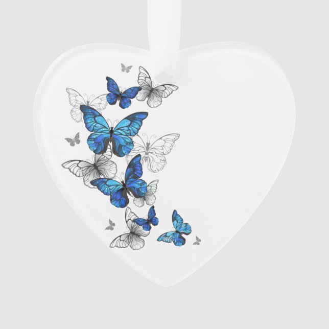 Morpho papillons bleus volants (devant)