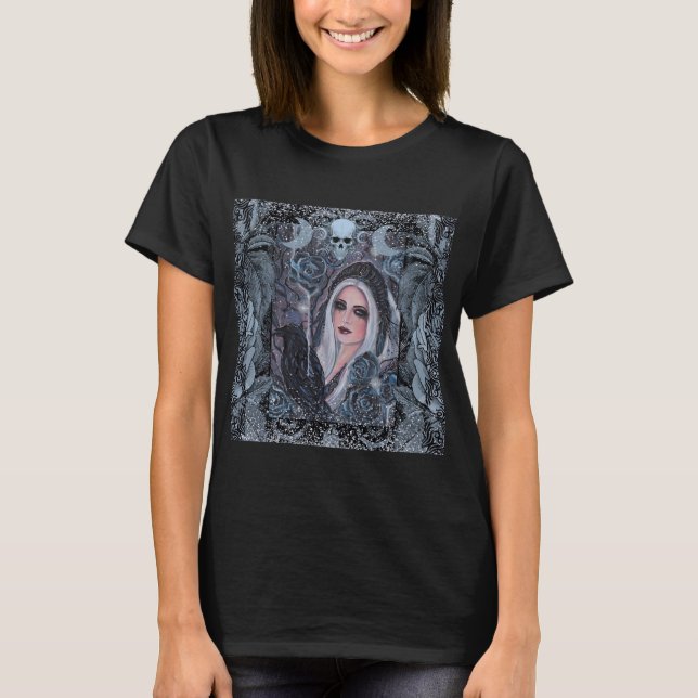 Morrigan goddess with raven by Renee  T-Shirt (Front)