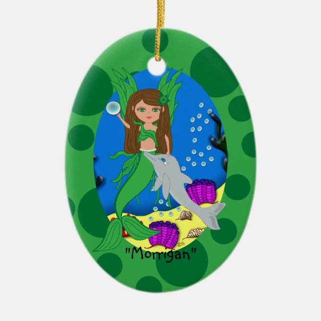 Morrigan Green Merfaery Ornament (Front)