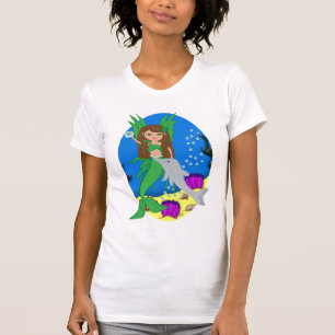 Morrigan le T-shirt vert de Merfaery et de dauphin