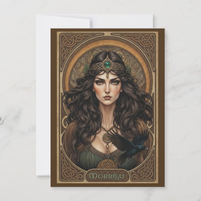 Morrígu Celtic Goddess Art Flat Thank You Card (Front)