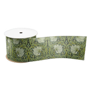 Morris 1876 Vintage Pimpernel Floral Pattern Satin Ribbon