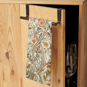 Morris Acanthus Floral Crewel Embroidery Pattern Kitchen Towel
