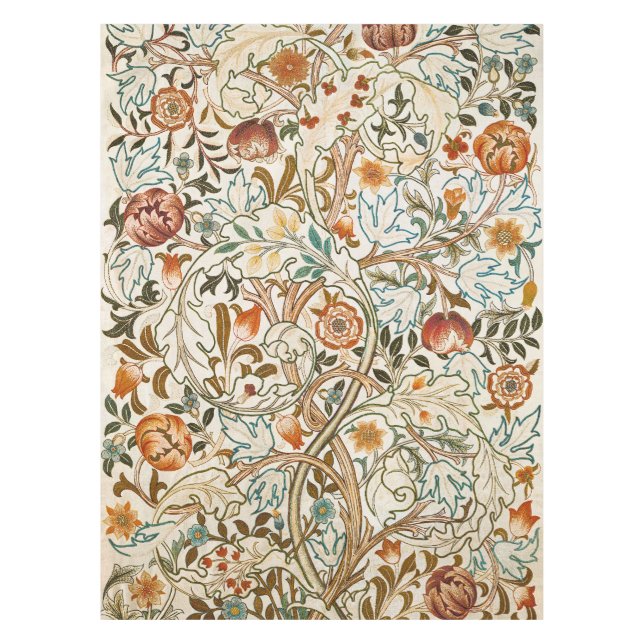  Morris Acanthus Floral Crewel Embroidery Pattern Tablecloth (Front)