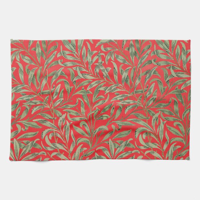 Morris - Antique willow leaves & Branches Pattern Kitchen Towel (Horizontal)