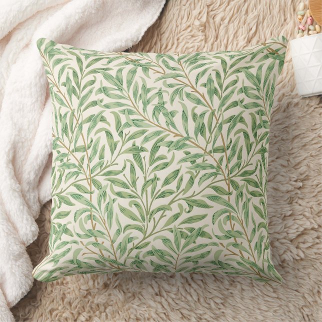 Morris - Antique willow leaves & Branches Pattern Throw Pillow (Blanket)