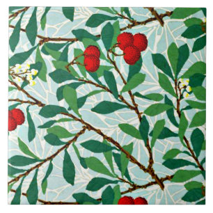 Morris -  Arbatus, berry red, famous pattern Tile
