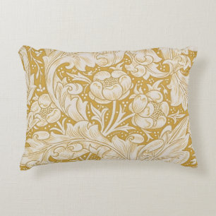 Morris Bachelor's Button Flower & Golden Stems Accent Pillow