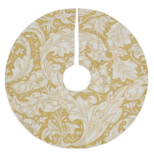 Morris Bachelor's Button Flower & Golden Stems Brushed Polyester Tree Skirt