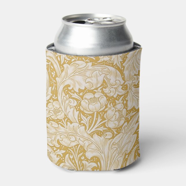 Morris Bachelor's Button Flower & Golden Stems Can Cooler (Can Front)