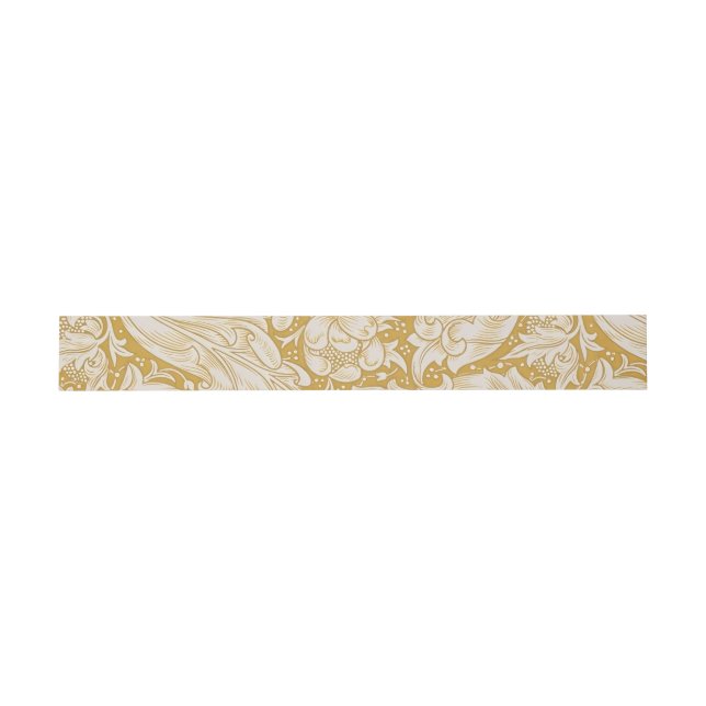 Morris Bachelor's Button Flower & Golden Stems Invitation Belly Band (Flat)