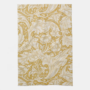 Morris Bachelor's Button Flower & Golden Stems Kitchen Towel