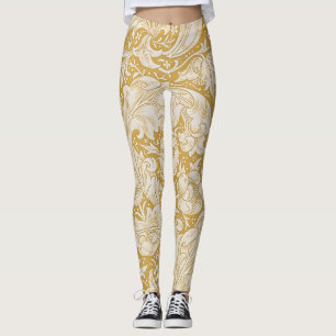 Morris Bachelor's Button Flower & Golden Stems Leggings
