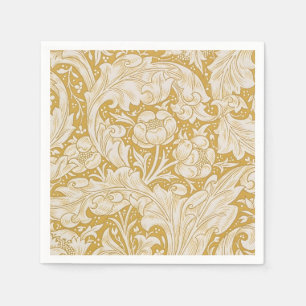 Morris Bachelor's Button Flower & Golden Stems Napkin