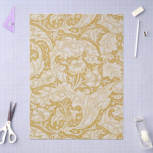 Morris Bachelor's Button Flower & Golden Stems Tissue Paper