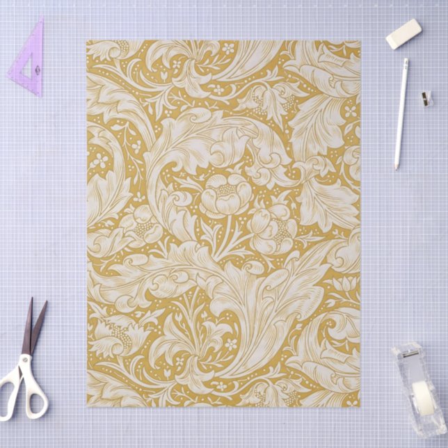 Morris Bachelor's Button Flower & Golden Stems Tissue Paper (Craft)