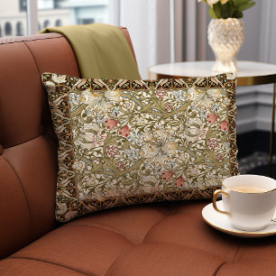 Morris Birds & Anemone Dark Jungle Green Pattern Accent Pillow