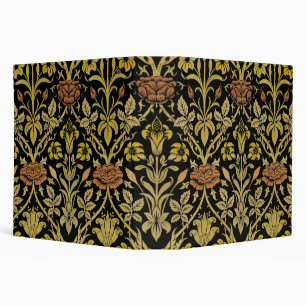 Morris Black Background Rose & Lily Flower Pattern Binder
