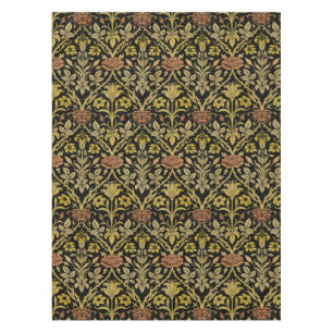 Morris Black Background Rose & Lily Flower Pattern Tablecloth