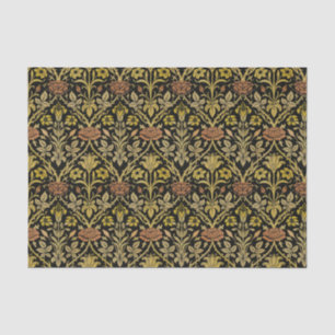 Morris Black Background Rose & Lily Flower Pattern Tissue Paper