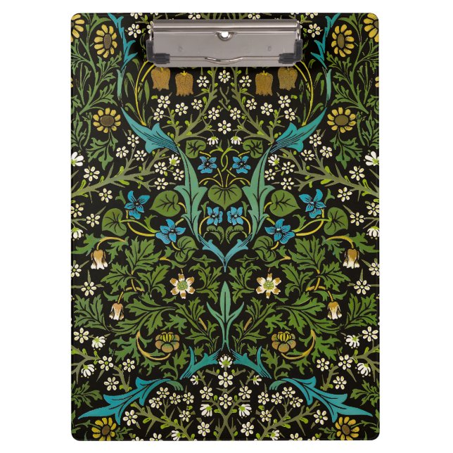 Morris Black Background Vintage Blackthorn Pattern Clipboard (Front)